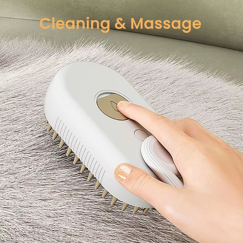 3-in-1 Rechargeable Pet Grooming Brush - Self-Cleansing Silicone Hair Remover for Cats and Dogs