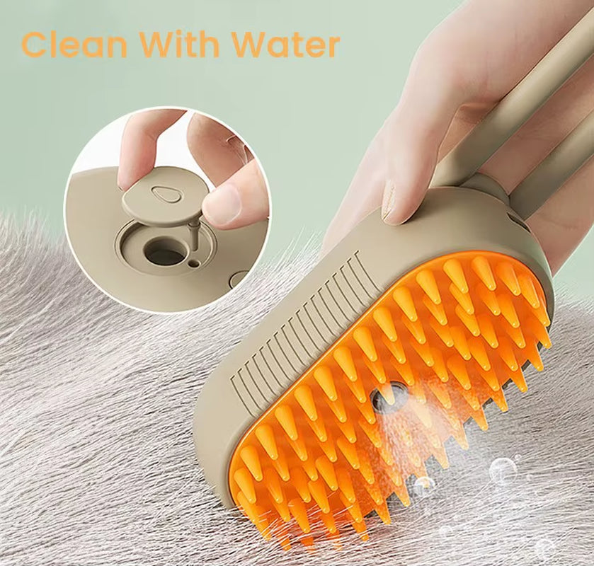 3-in-1 Rechargeable Pet Grooming Brush - Self-Cleansing Silicone Hair Remover for Cats and Dogs